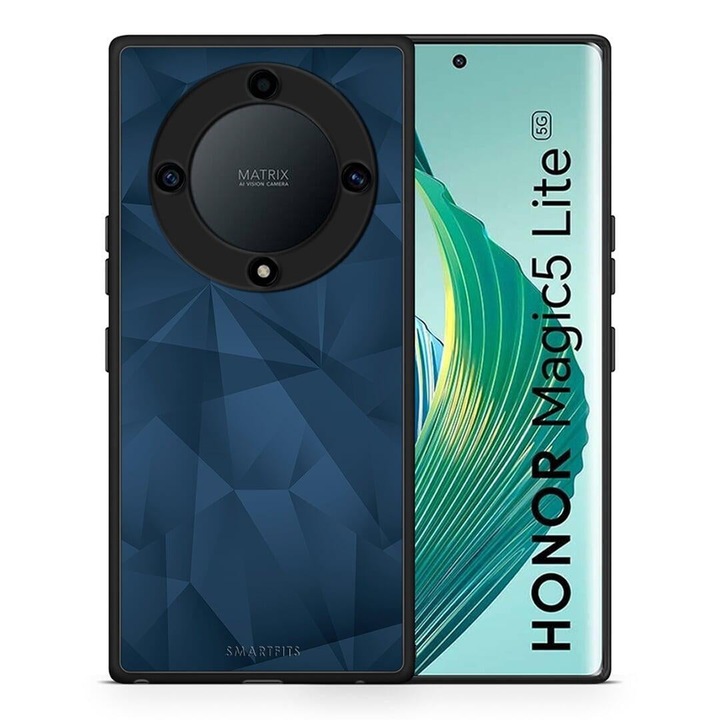 Husa telefon, Smartfits, Geometric Blue Abstract pentru Honor Magic5 Lite 5G / X40 / X9a, Albastru inchis