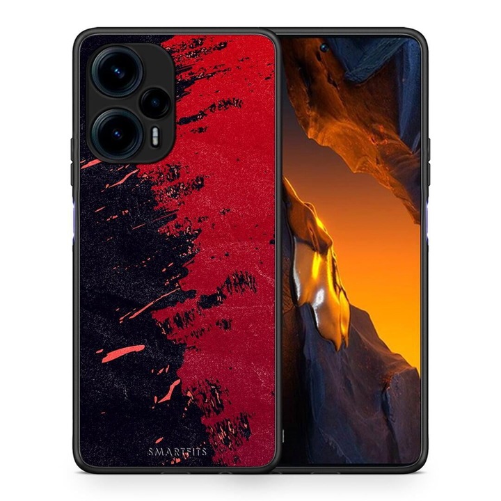 Husa de protectie pentru Xiaomi Poco F5 5G, Smartfits, Policarbonat, Rosu/Negru
