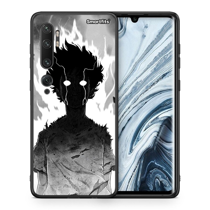 Husa pentru Xiaomi Mi Note 10 / 10 Pro, Smartfits, Baiat anime, Negru/Alb