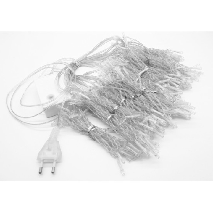 Lumini Craciun cu incarcare solara, pentru exterior, 3 m, 128 leduri