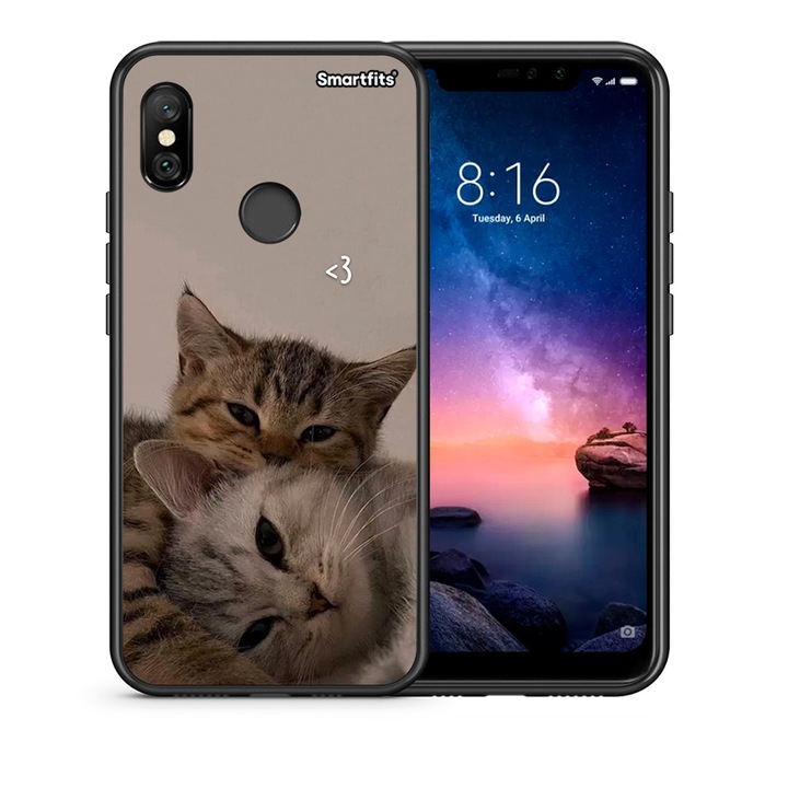 Pisici indragostite - Husa Xiaomi Redmi Note 6 Pro, Smartfits, Multicolor