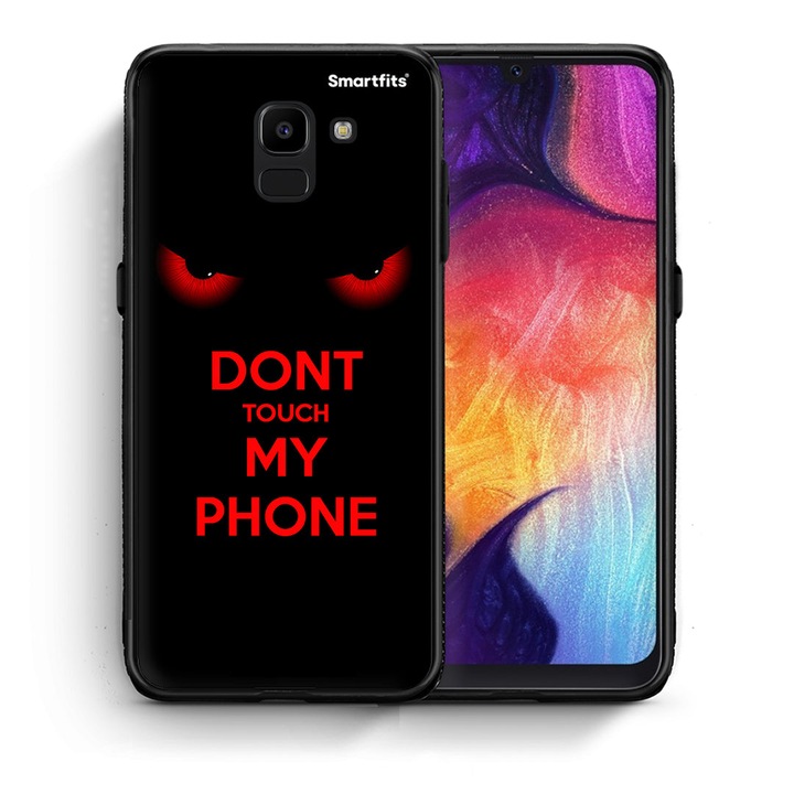 Husa pentru Samsung Galaxy J6, Smartfits, Don't touch my phone, Negru/Rosu