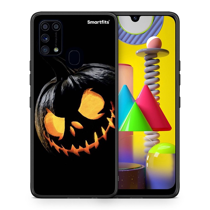 Husa telefon, Smartfits, pentru Samsung Galaxy M31, Negru/Portocaliu