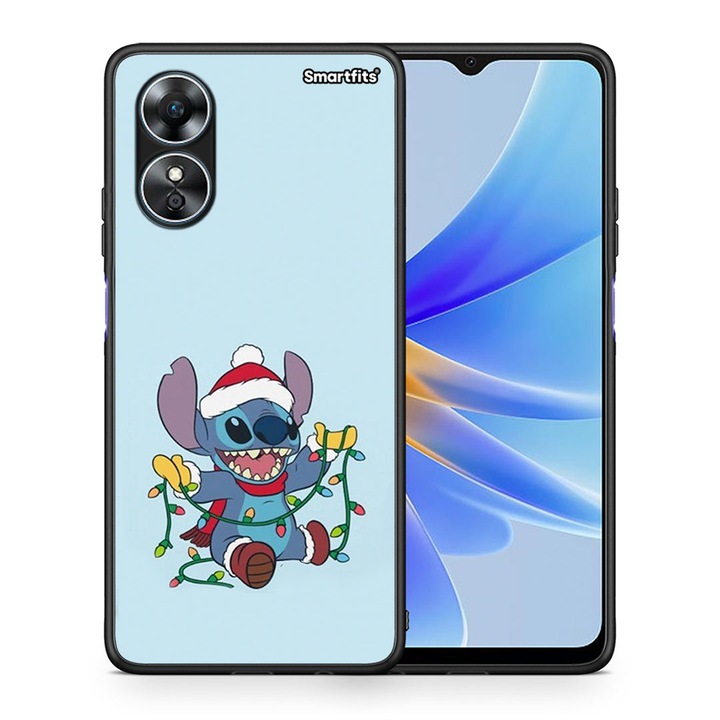 Husa compatibila cu Oppo A17, Smartfits, Model Santa Stich