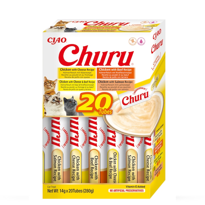 Recompense pentru pisici INABA Churu, Chicken & Beef Variety,20 buc