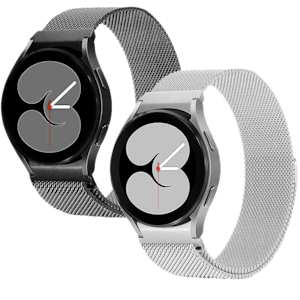 Set 2 curele smartwatch, Matcheasy, Inox, Pentru Samsung Galaxy Watch 6/5/4 40mm 44mm/ 5 Pro 45mm/ 4 /6 Classic 42mm 46mm 43mm 47mm, Magnetica, Argintiu/Negru