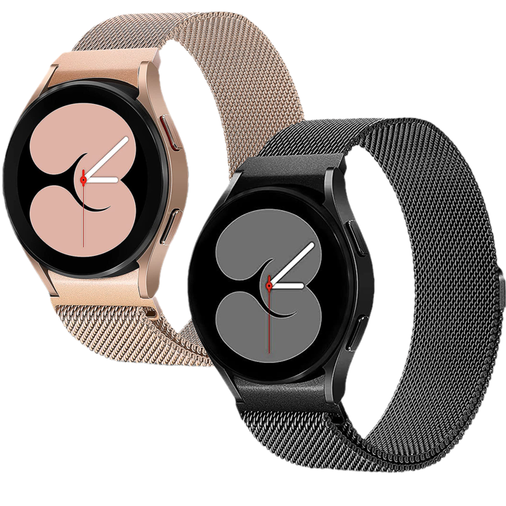Set 2 curele smartwatch, Matcheasy, Inox, Pentru Samsung Galaxy Watch 7/6/5/4 40mm 44mm/ 5 Pro 45mm/ 4 /6 Classic 42mm 46mm 43mm 47mm, Magnetica, Auriu rose/Negru