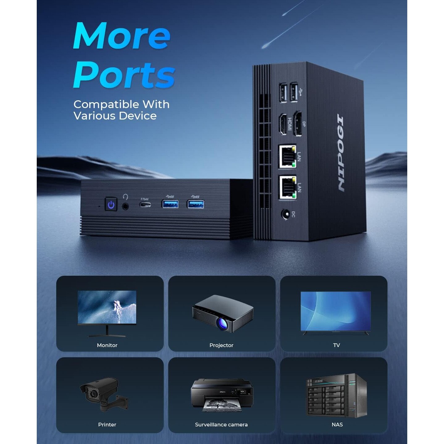 Mini PC Gaming AM07, AMD Ryzen 5 5560U up to 4.0 GHz, 16 GB RAM