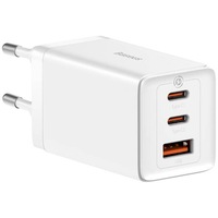 Incarcator retea Baseus GaN5, 65W, 2x USB-C, 1x USB (cablu USB-C inclus), Alb