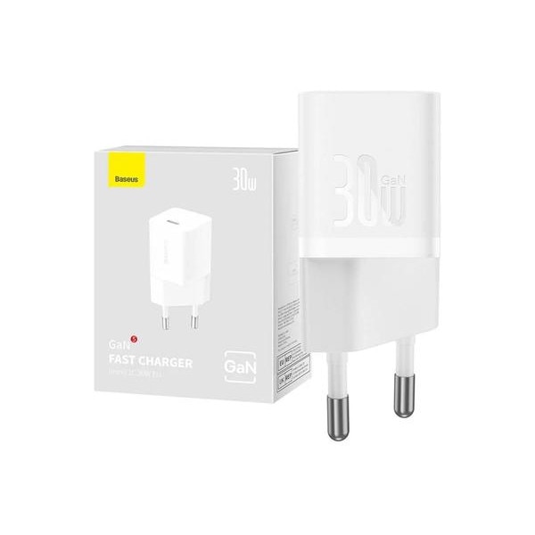 Incarcator Retea Baseus GaN5 Mini Fast Charger, USB-C, 30W, Alb