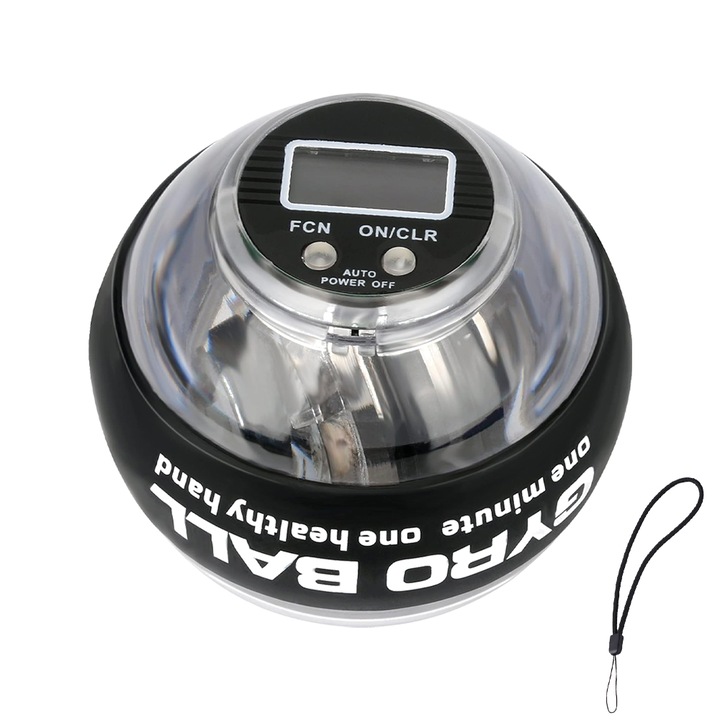 Съпротивителна топка за китката с цифров оборотомер, JESWO, LED светлина, Черна