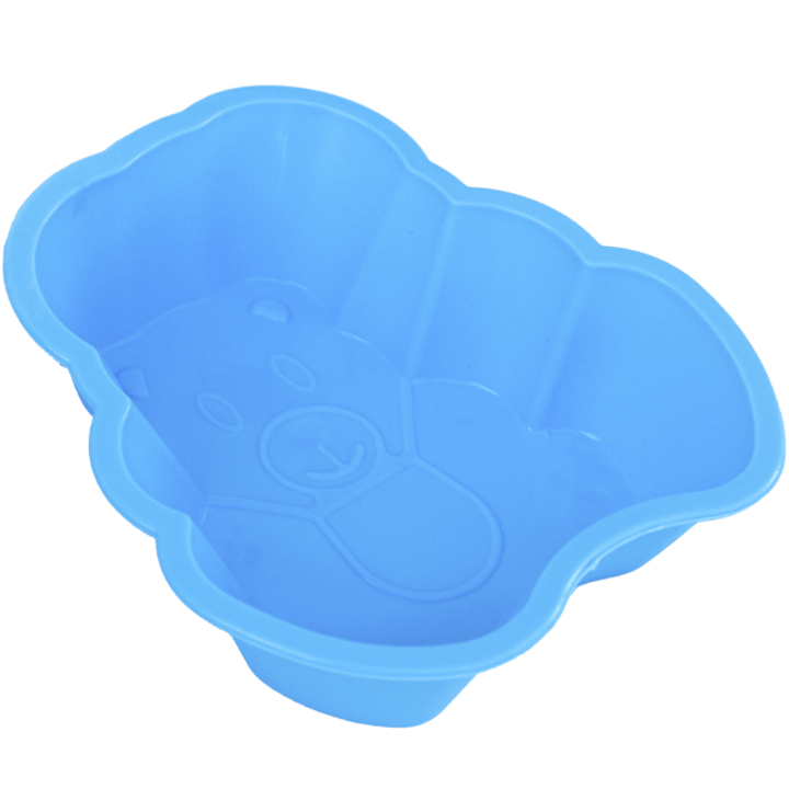 Forma de copt albastra din silicon pentru prajituri cu model ursulet 12.5 cm