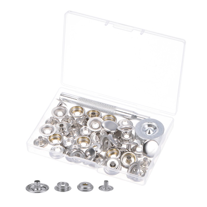 Set 12 instrumente de fixare pentru imbracaminte, X AUTOHAUX, Metal, Argint