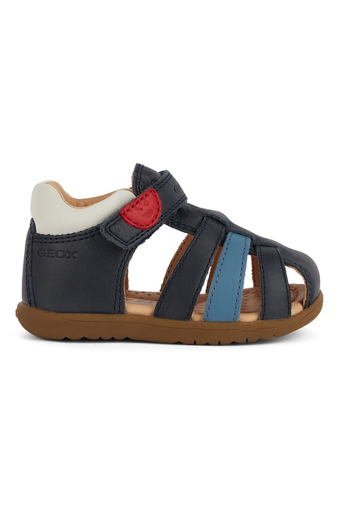 Geox, Sandale fisherman din piele si piele ecologica, Albastru deschis/Bleumarin