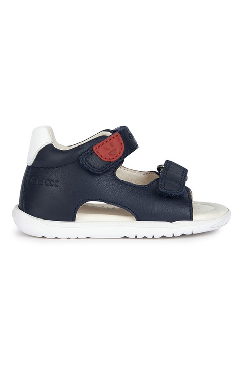 Geox, Sandale de piele si piele ecologica cu velcro, Bleumarin, 24 EU