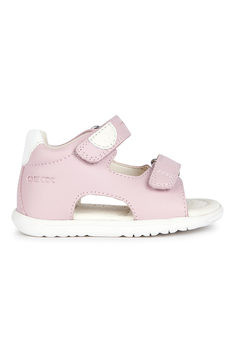 Geox, Sandale din piele si piele ecologica, Roz pastel, 18 EU
