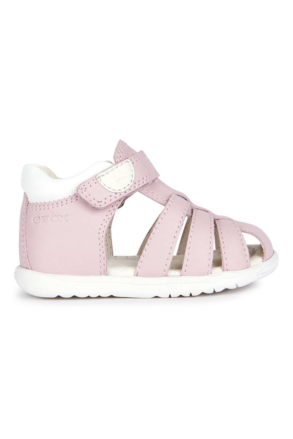 Geox, Sandale fisherman din piele si piele ecologica, Roz pastel, Alb optic, 18 EU