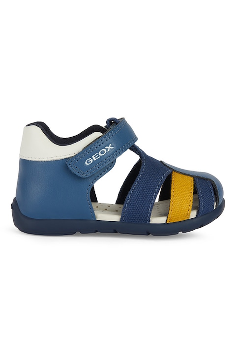 Geox, Sandale cu inchidere velcro, Maro Ocru/Albastru