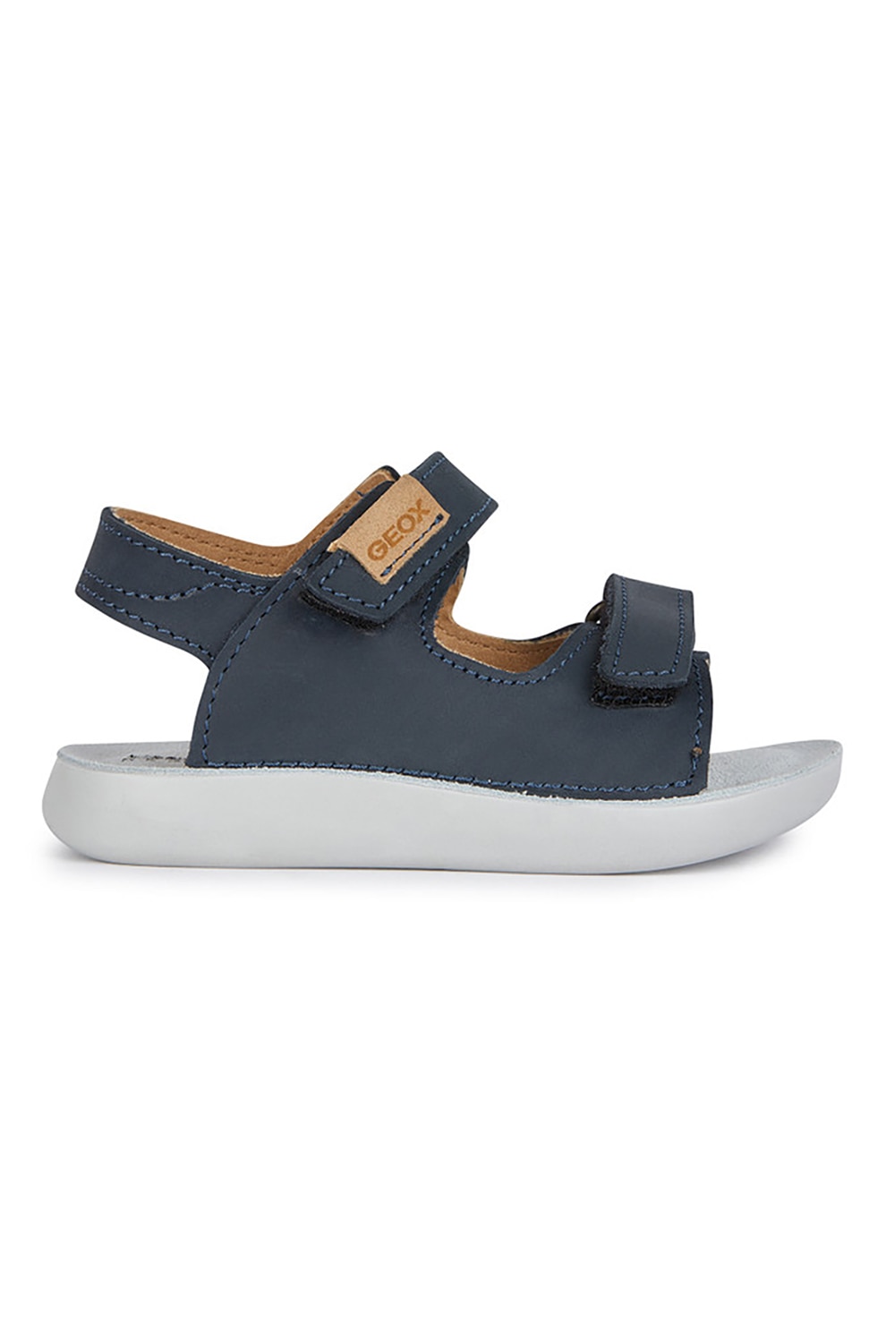 Geox, Sandale din piele nabuc cu inchidere velcro, Bleumarin, 20 EU