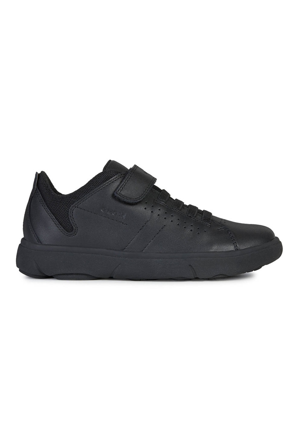Geox, Pantofi sport de piele cu insertii de plasa, Negru, 28 EU