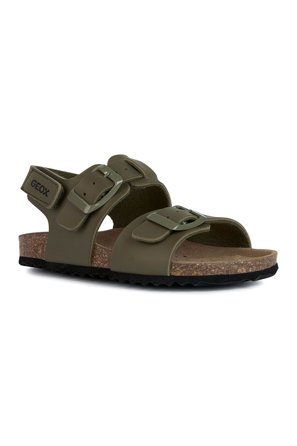 Geox, Sandale slingback cu catarama Ghita, Verde militar, 29 EU