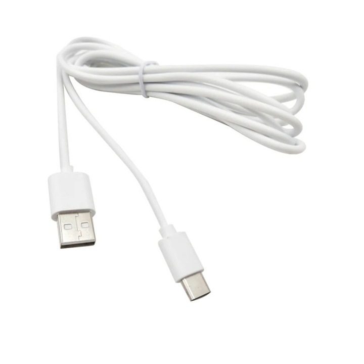 Cablu de incarcare OUTOS 2.1A, USB A catre USB-C, 100cm, Alb