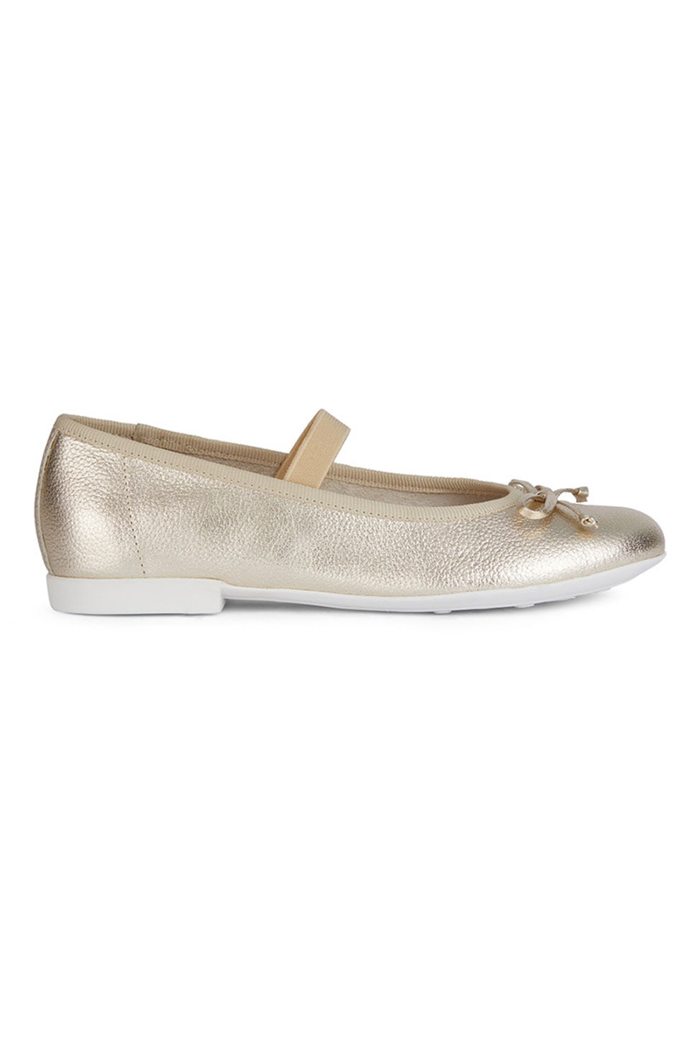 Geox, Balerini de piele cu bareta elastica Plie, Auriu, 24 EU