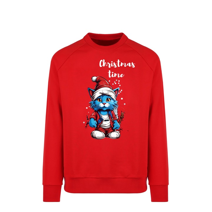 Bluza copii, Christmas cat, Rosu