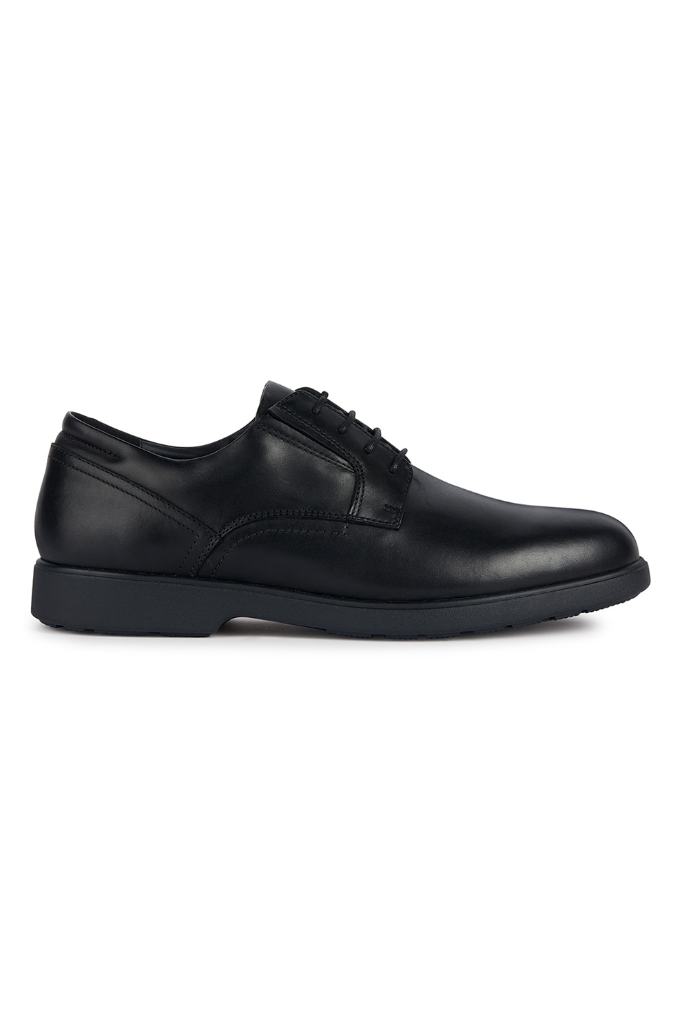 Geox, Pantofi din piele cu sireturi, Negru, 41