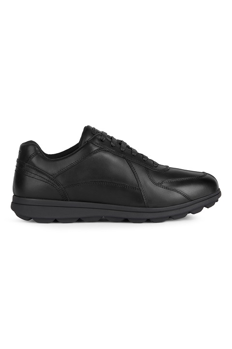 Geox, Pantofi sport din piele cu model uni Spherica, Negru
