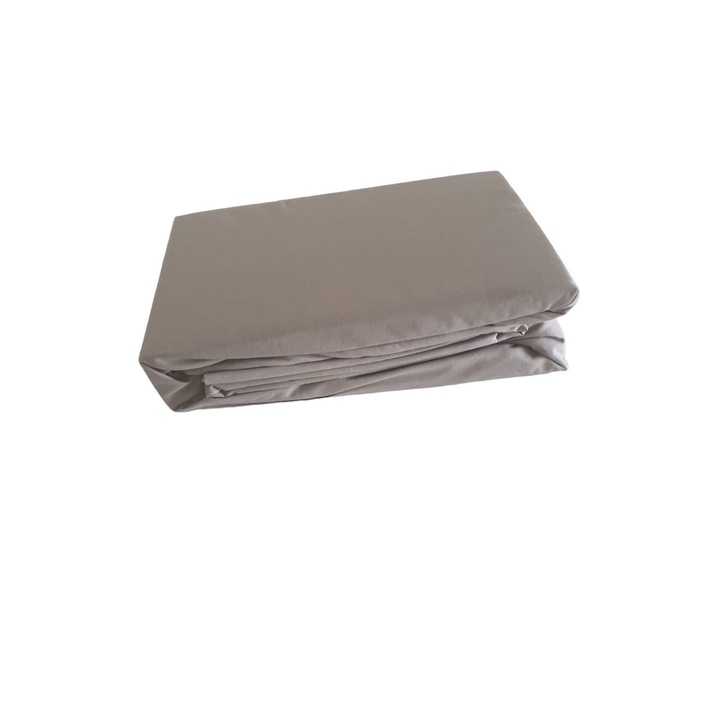 Set Cearsaf cu Elastic si 2 fete de perna, Clasy, Bej Inchis, 180x200cm, Bumbac 100%