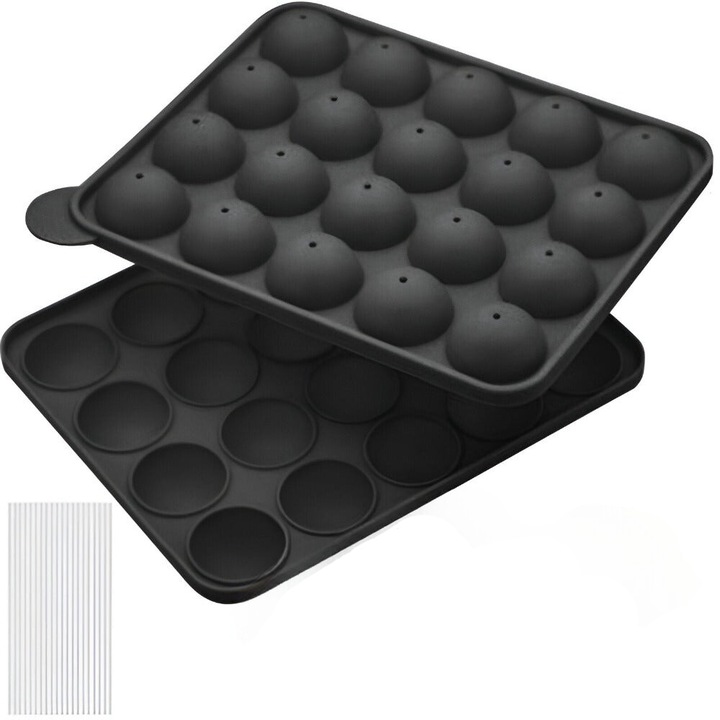 Силиконова форма за Velixo® Popsicles, форми за близалки, 20 LolliPops, еднакви размери, за многократна употреба, устойчива на висока температура, за фурна или фризер, лесна за почистване, гъвкава, нетоксична, 22,5 x 18,5 x 4 cm, сива