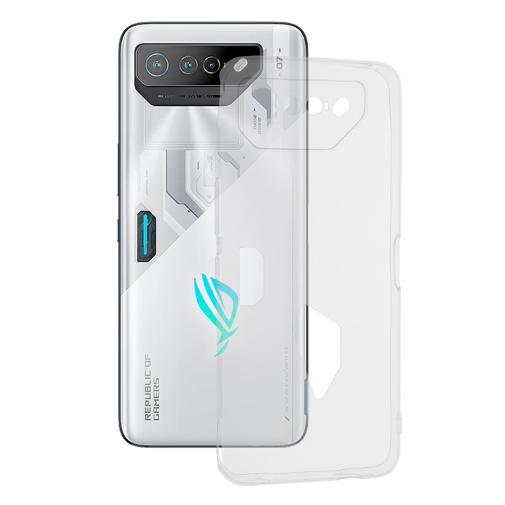 Прозрачен силиконов защитен калъф за телефон, съвместим с Asus ROG Phone 7, прозрачен