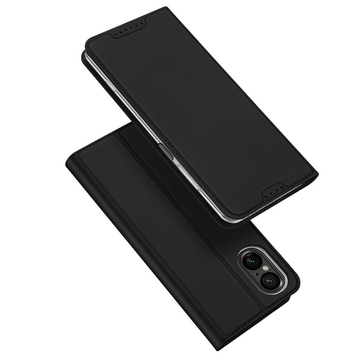 Защитен калъф за Sony Xperia 5 V, Ударобезопасен, C48, Екологична кожа, Deep Dark