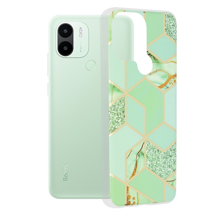 Кейс за Xiaomi Redmi A1+/A2+, Marble Series, Z159, Green Hex