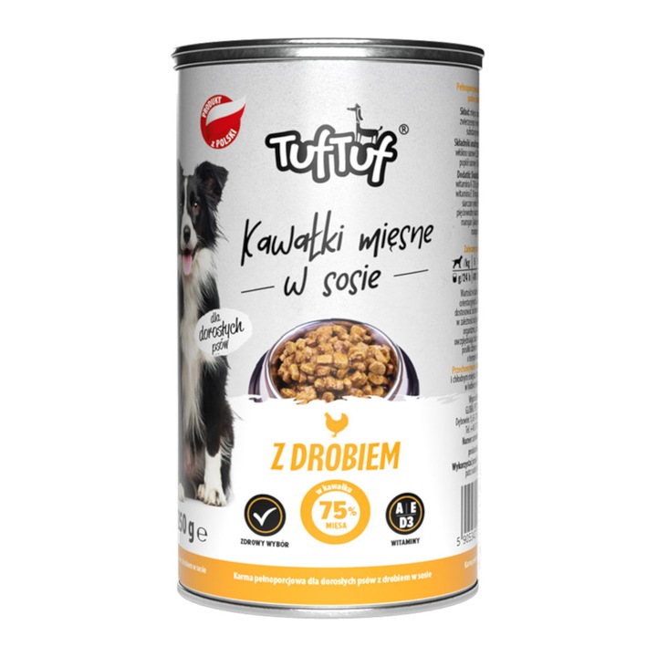 Hrana umeda pentru caini, TUF TUF, Carne cu pasare, 1.25 kg