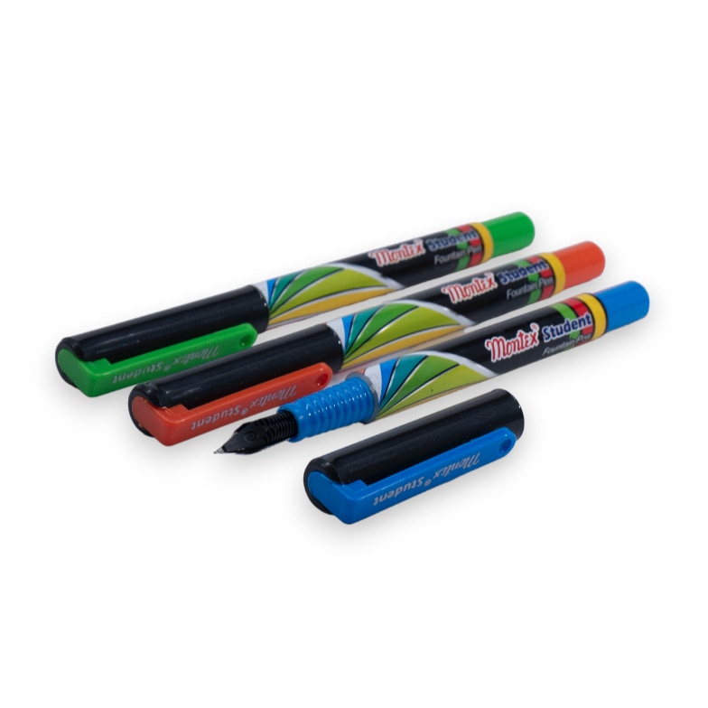 Set 10 pixuri cu penita Montex Student Fountain, 0, 3mm, albastru