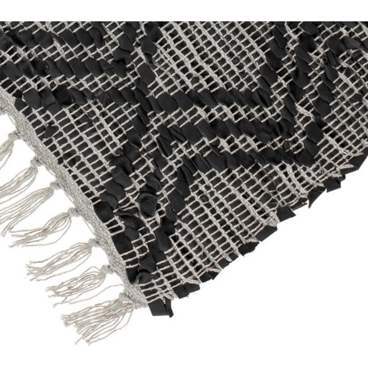 Covor decorativ din piele artificiala, bej cu dungi negre, 110x60 cm