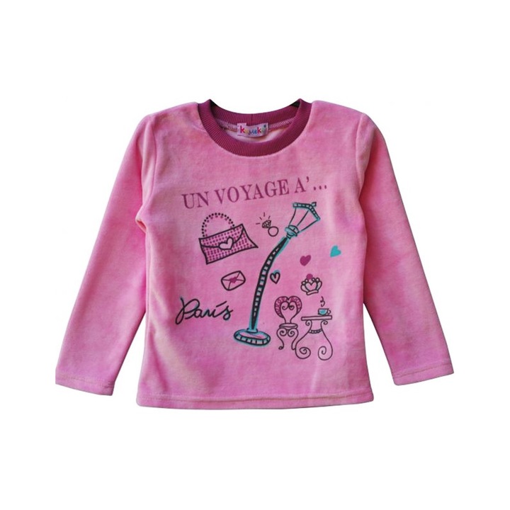 Bluza plusata roz Voyage a Paris, Roz Cherry