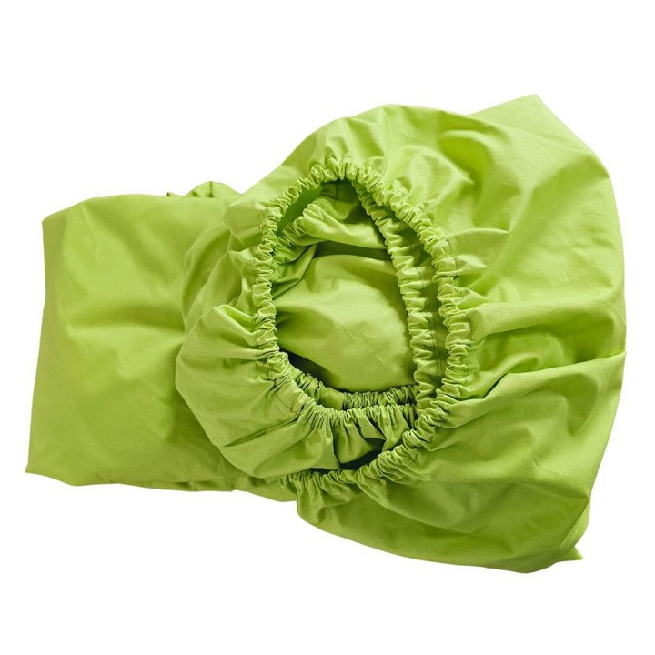 Cearceaf de pat cu elastic Green Bliss Ariale, bumbac ranforce, 180 X 200 X 25 cm, Verde