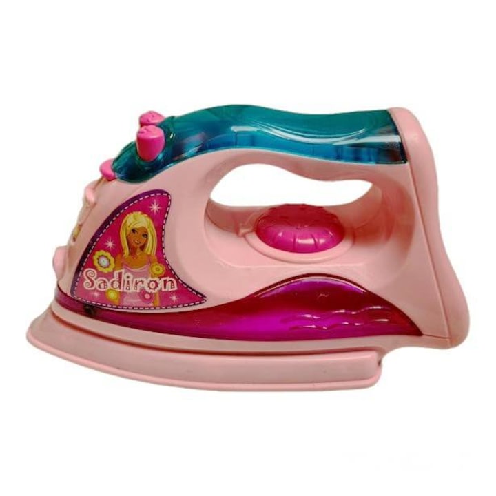 Fier de calcat de jucarie, pentru copii, cu sunete si lumini specifice, 19 cm, Roz