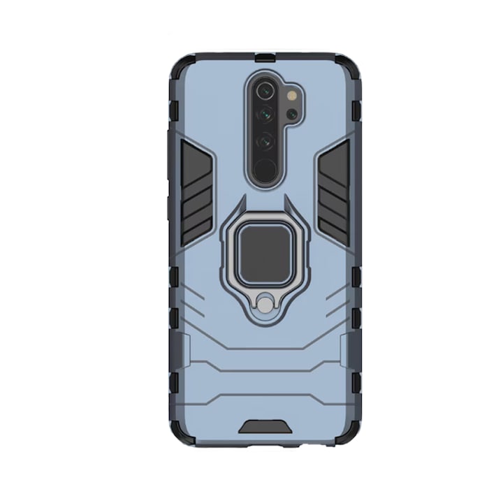 Husa G-Ring Defender compatibila cu Xiaomi Redmi Note 8 Pro, Antishock Armor, Inel rotativ 360 grade, Magnet suport auto incorporat, TPU si PC, Albastru