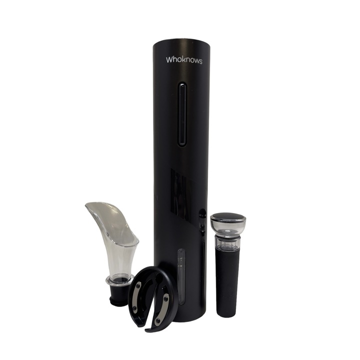 Elektromos dugóhúzó készlet, műanyag, 3 tartozék, fekete