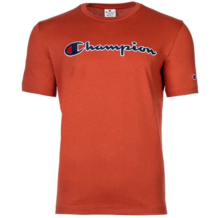 Champion, Tricou cu decolteu la baza gatului si logo brodat, Rosu