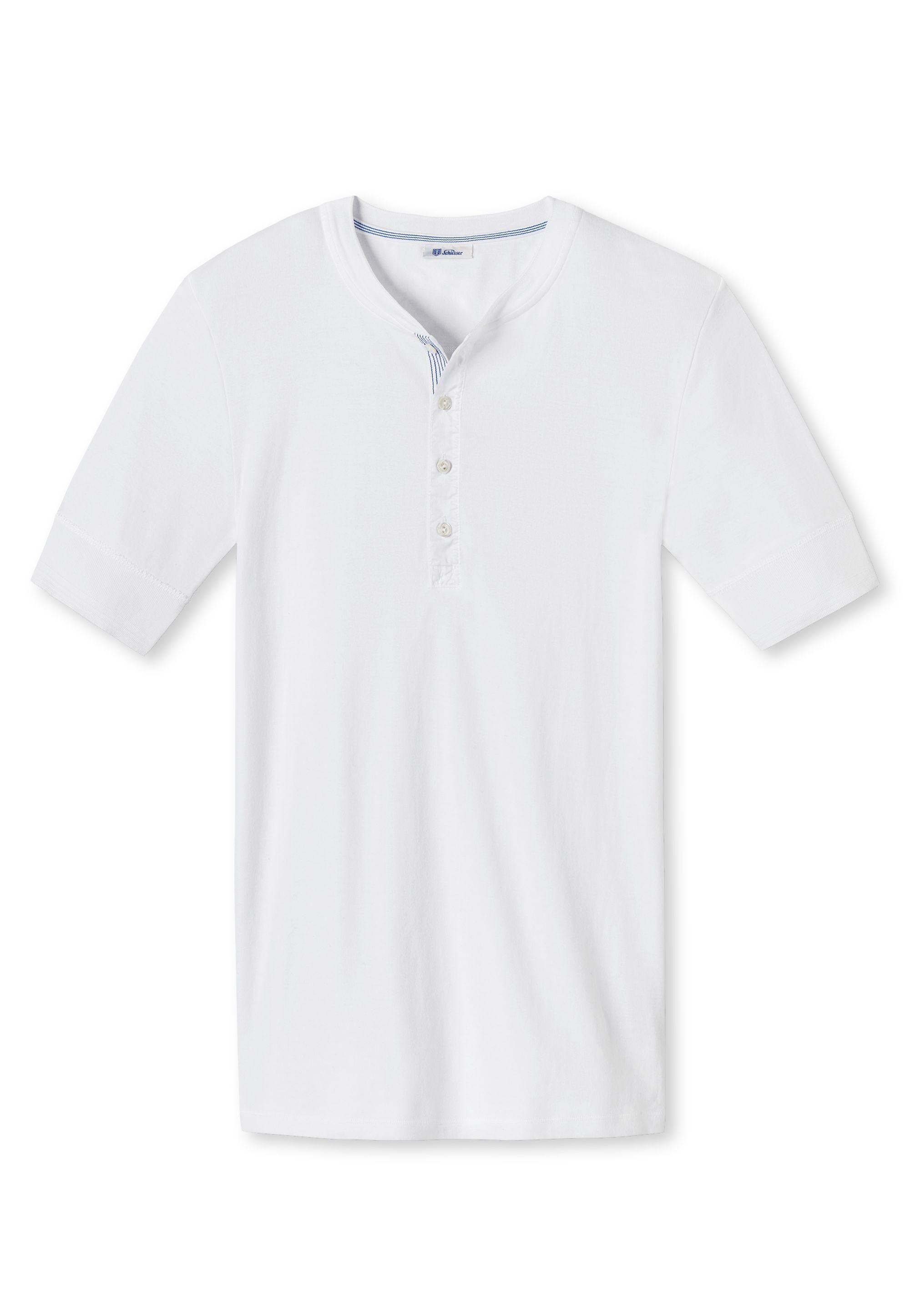 SCHIESSER REVIVAL, Tricou de bumbac cu decolteu Henley, Alb, XL