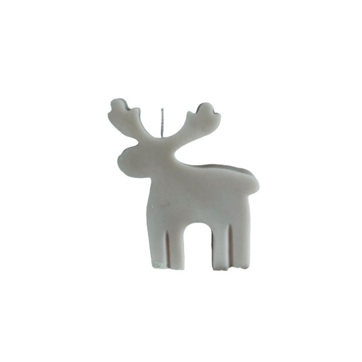 Lumanare decorativa parfumata de Craciun, model Ren, din ceara de soia 100% naturala, Parfum Winter Dreams, Bej, 75 g, 8x10 cm