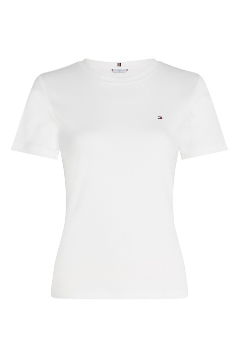 Tommy Hilfiger, Tricou slim-fit cu decolteu la baza gatului Cody, Alb, L