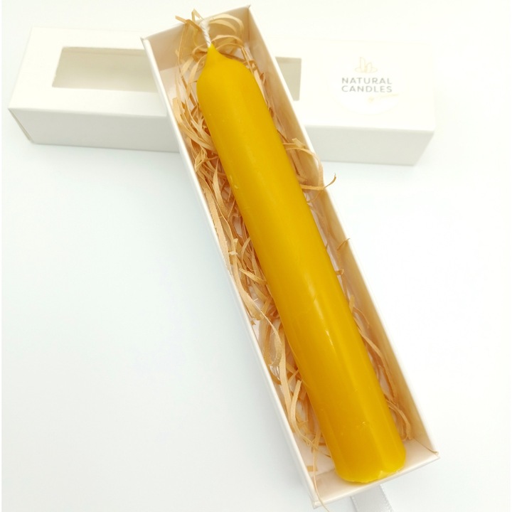 Lumanare naturala din ceara de albine, lumanare pentru sfesnic, inaltime 13 cm