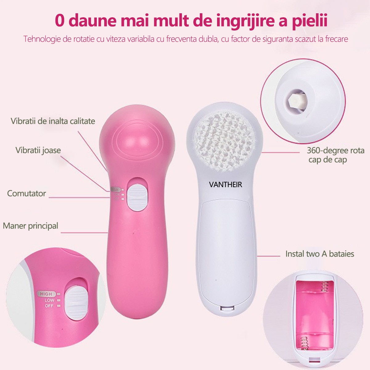 Aparat curatare Faciala VANTHEIR®, Scrub facial pentru curatarea si