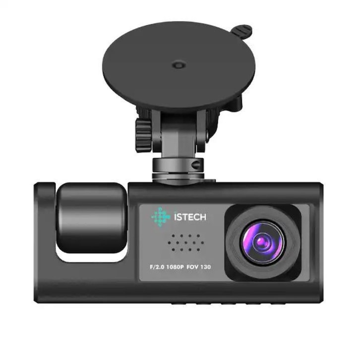 Három autós műszerfali kamera Full HD 1080P, felvételi szög 170°, IPS kijelző 2", Éjszakai látás, Dupla felvétel, hurokrögzítés, G-érzékelő, Mozgásérzékelés, Fekete